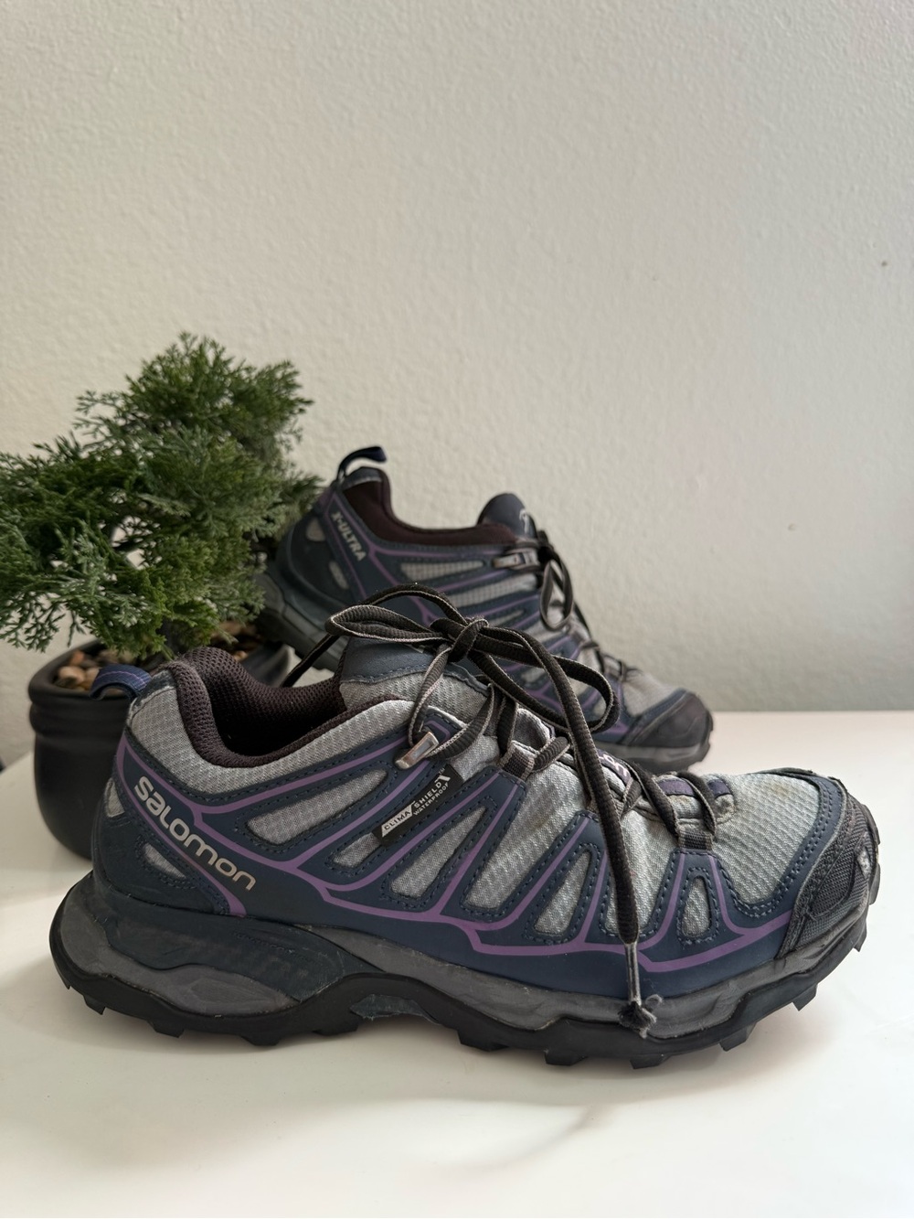 Salomon X ultra prime Women size 7 Gray and Purple Trail Running Sneakers